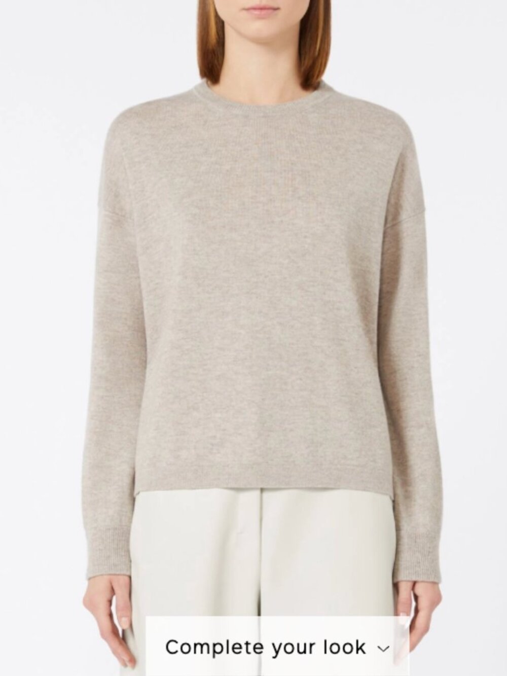 Max Mara Wool Crewneck Sweater Beige tan XL